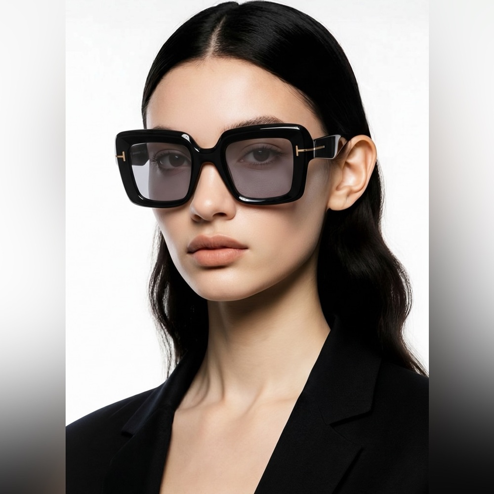 New Authentic Tom Ford Women's Black Esme Smoke Square Sunglasses Ft1157 01a 50